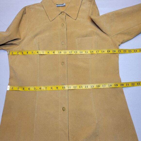 Marsh Landing Tan Leather Button Down Shirt Jacket Schaket - Picture 8 of 14